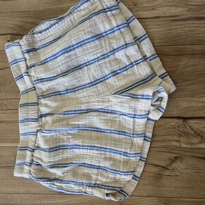 Rip Curl Cream and Blue Striped Beach Shorts